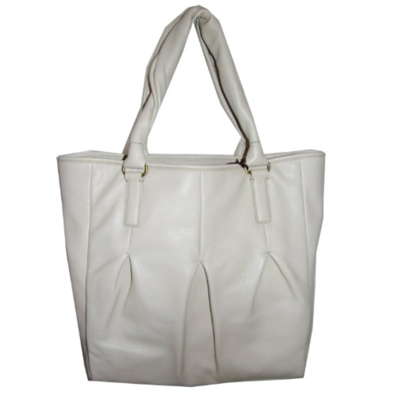 Cole Haan Leather Pleated Hazelle Ii Laptop Travel Tote Bag (White Pine)