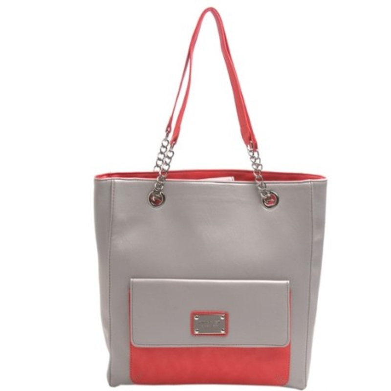 Envelope Tote Tote, Soft Touch Pvc, Color Mist Grey/Papaya