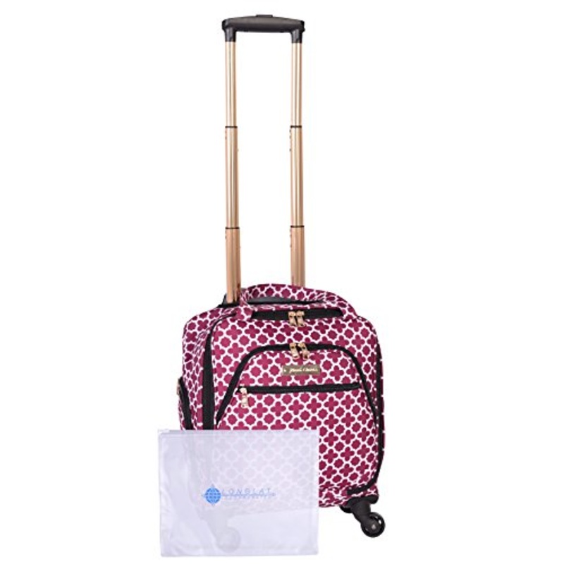 Jenni Chan Medley 2-Piece Set 15" Spinner 311 Bag Travel Tote, Cranberry, One Size