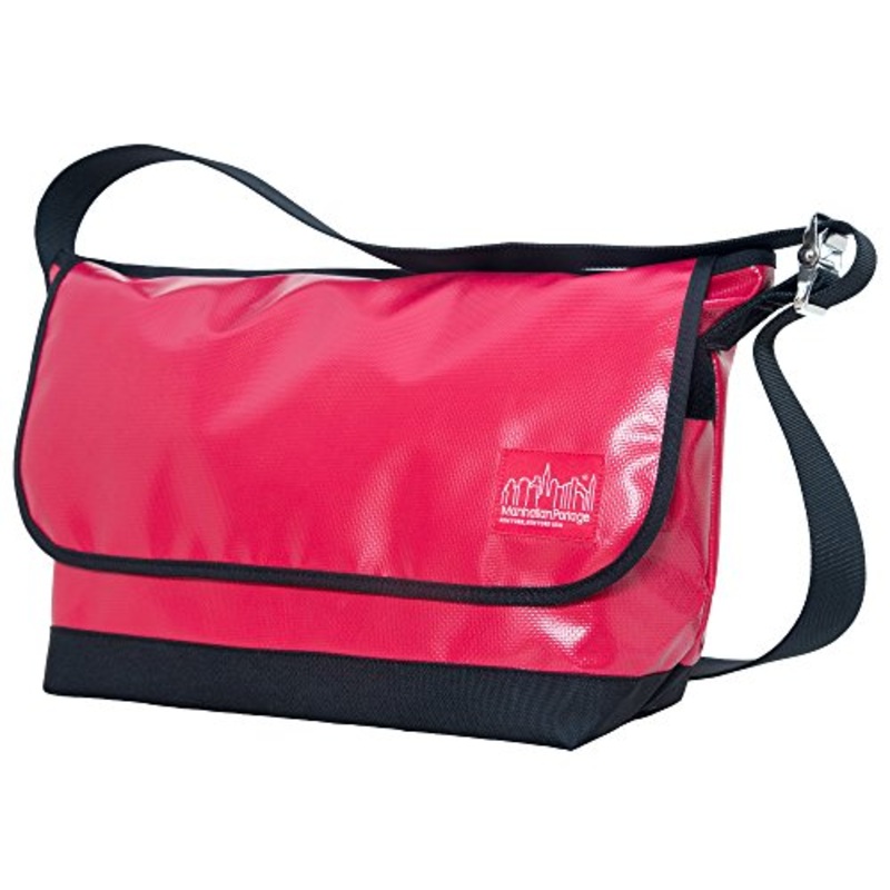 Manhattan Portage Vinyl Vintage Messenger Bag Large Ver2, Red, One Size
