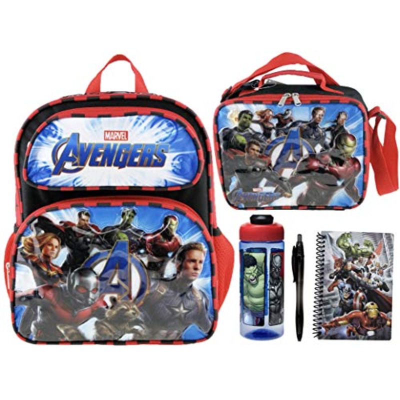 Marvel Avengers Endgame 16" Backpack + Insulated Lunch Box + Tritan Water Bottle + Notebook with Pen