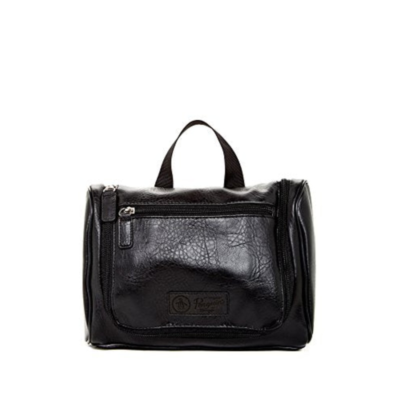 Original Penguin Faux Leather Hanging Toiletry Travel Kit (One Size, Black)