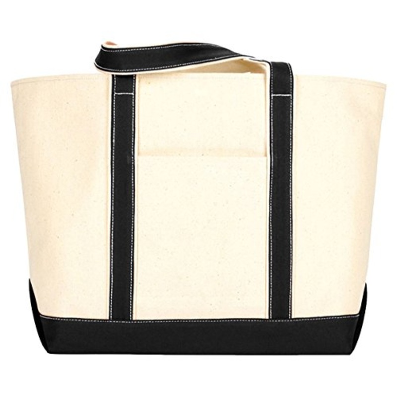 Ultraclub 8872 Extra-Large Canvas Boat Tote Bag - Natural & Black