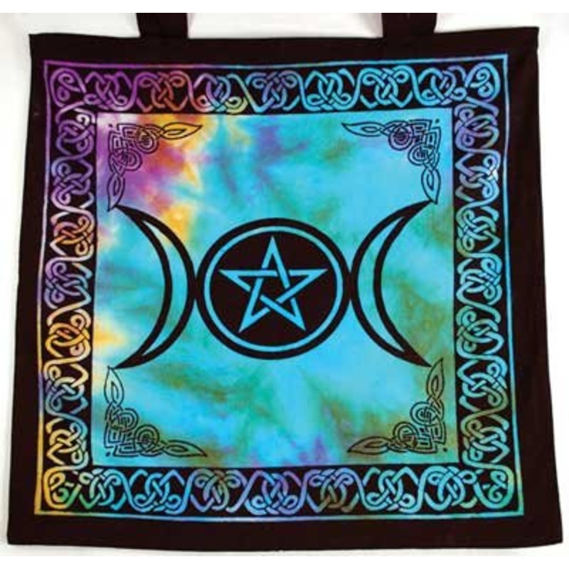 Azuregreen Rb74Tmp Triple Moon Pentagram Tote Bag