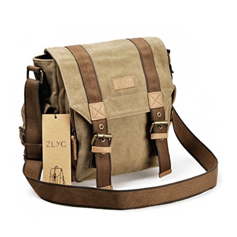Canvas Messenger Bag Zlyc Vintange Shoulder Bag Military Crossbody Bag Ipad Air Satchel Men Leather