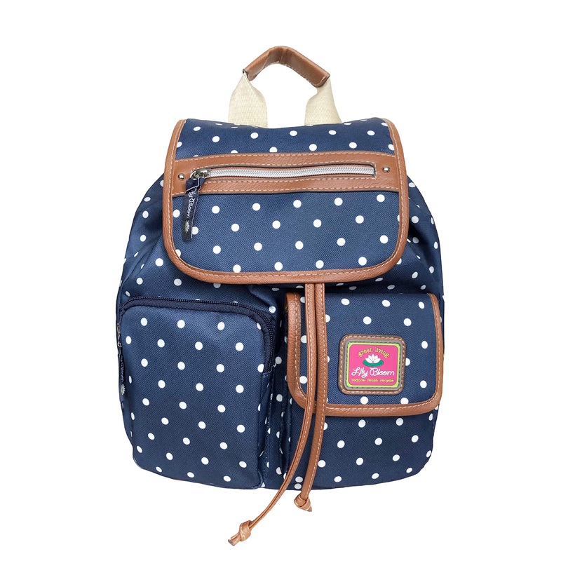 Lily Bloom Riley Backpack Polka Dot Navy