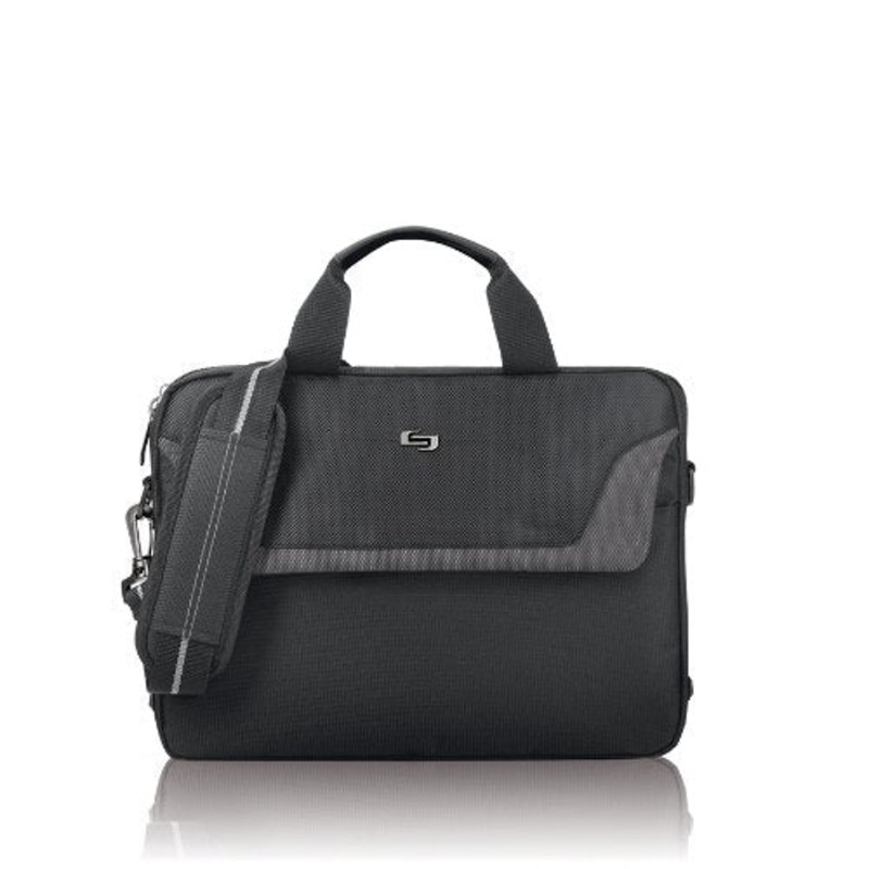Solo Flatiron 14.1 Inch Laptop Slim Brief, Black/Grey