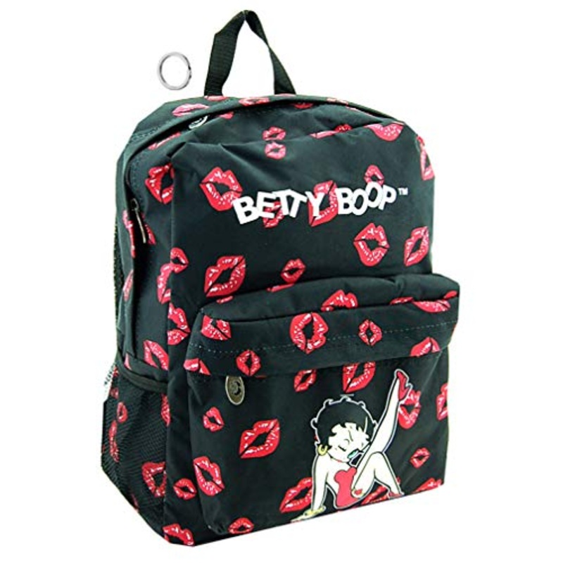 Betty Boop Microfiber Large Backpack with 16 Inches Height (Black w/Key Ring)
