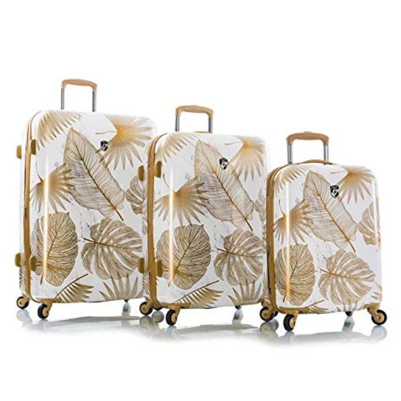 Heys Oasis White/Gold Leaf Fashion Spinner 3pc Set