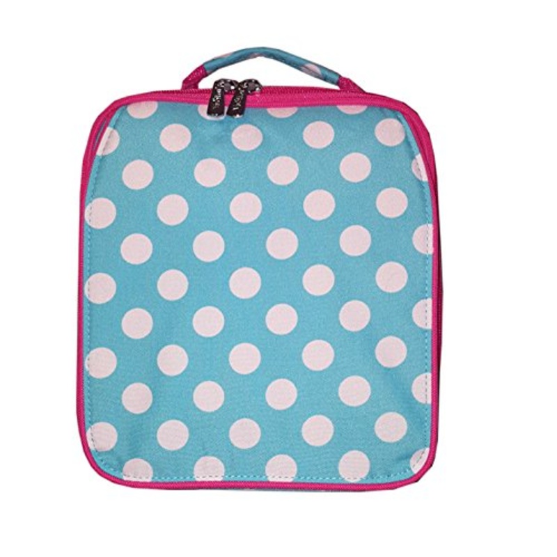Personalized Aqua Polka Dot Back To School Lunch Tote