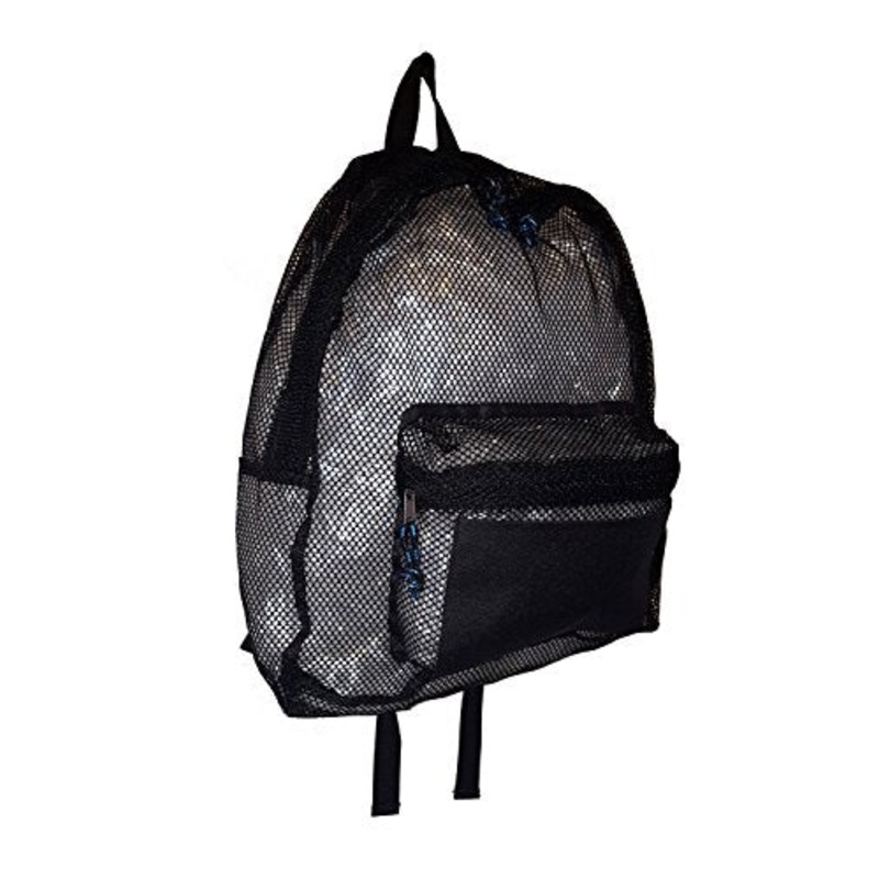 101 Beach Large Black Mesh Backpack (Blank - Black)