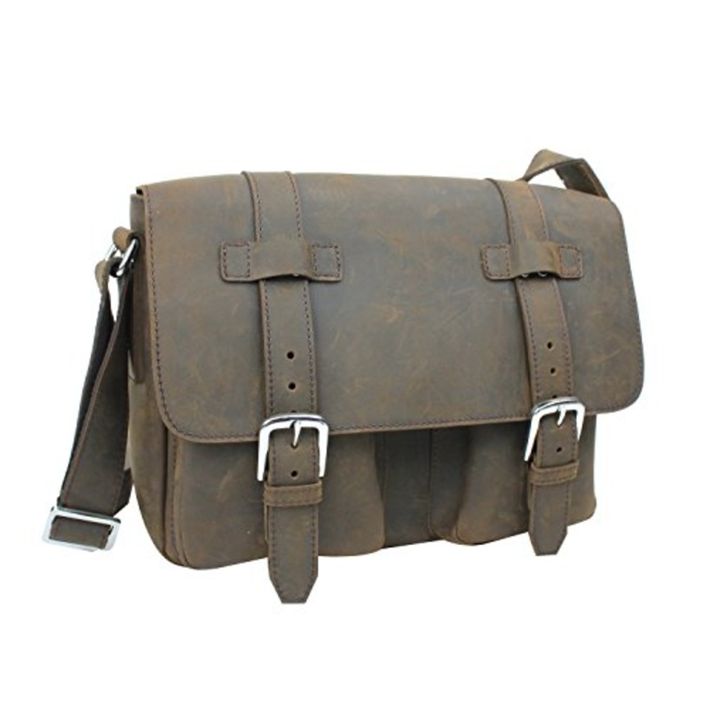 Vagabond Traveler Full Grain Leather Casual Messenger Bag L73. Distress