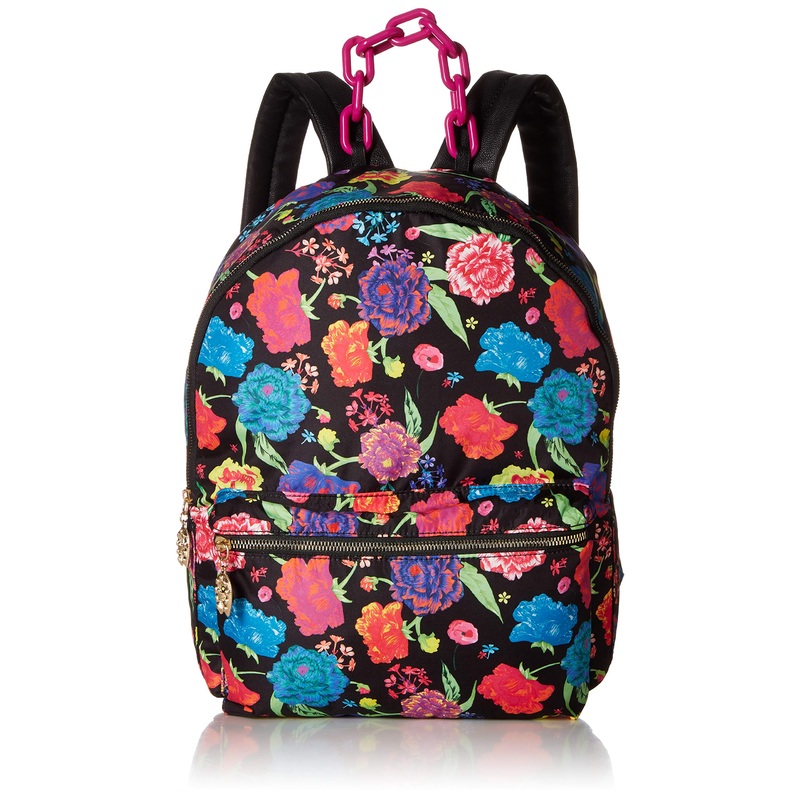 Betsey Johnson Nylon Large Backpack, Black Floral