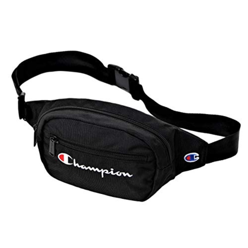 Champion Waist Pack, Black/White Logo, One Size