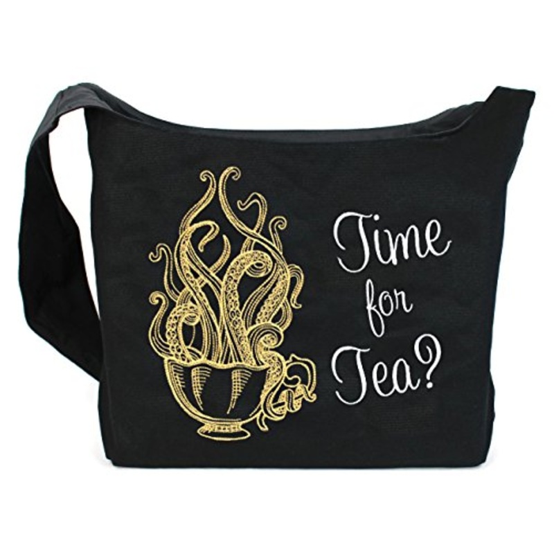 Dancing Participle Time For Tea Kracken Embroidered Sling Bag
