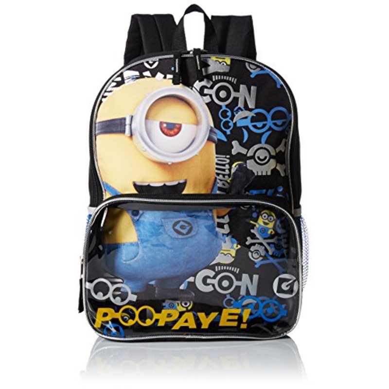 Despicable Me Big Boy'S Despicableme Backpack Lunch Eyecon Accessory, Black, 16 Inches
