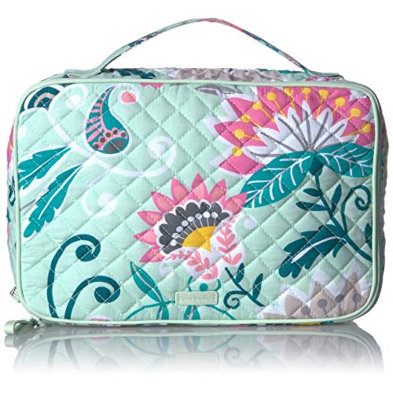 Vera Bradley Iconic Large Blush & Brush Case, Signature Cotton, Mint Flowers