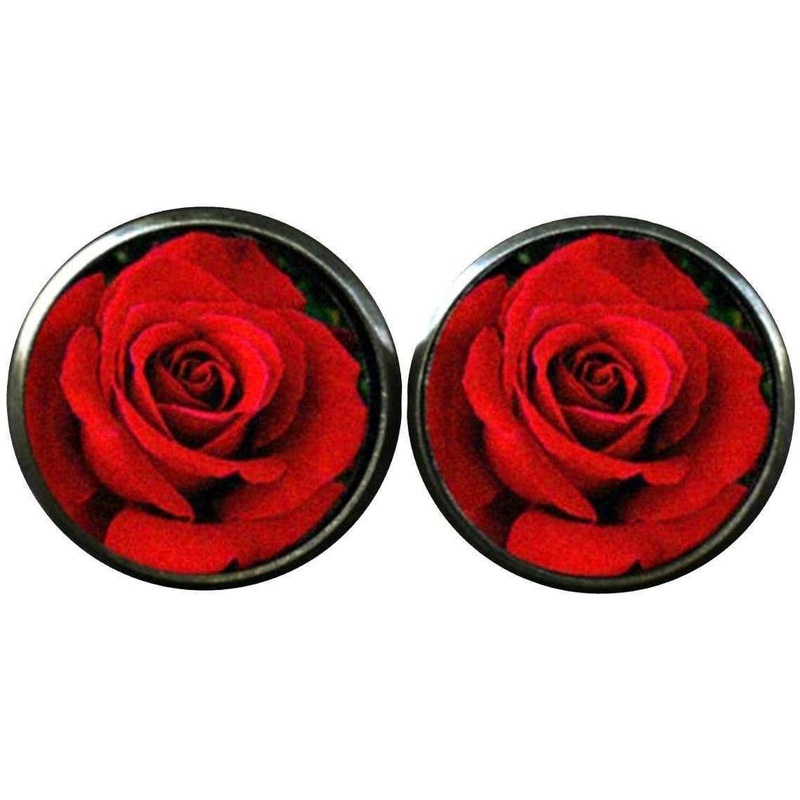 Bassin and Brown Rose Cufflinks - Red