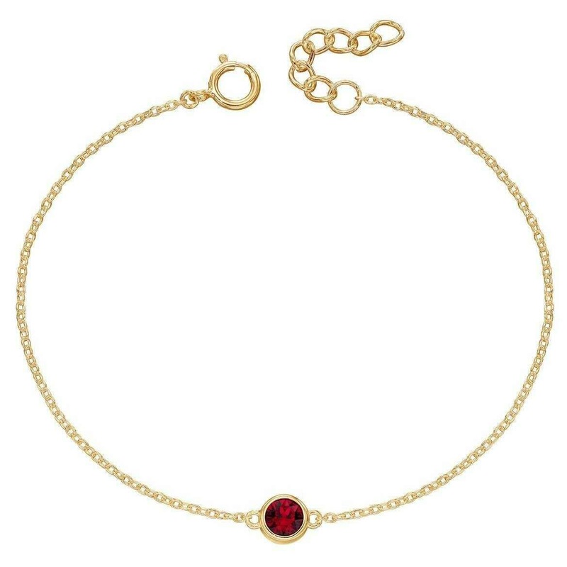 Beginnings July Crystal Birthstone Bracelet - Gold/Red