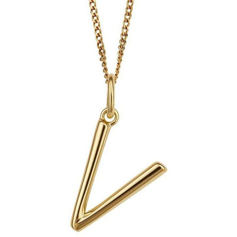 Beginnings V Initial Pendant - Gold