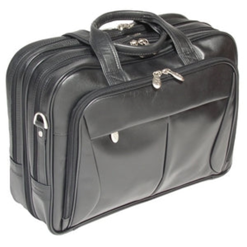 McKlein C Series PEARSON 84565 Leather Expandable Double Compartment Briefcase