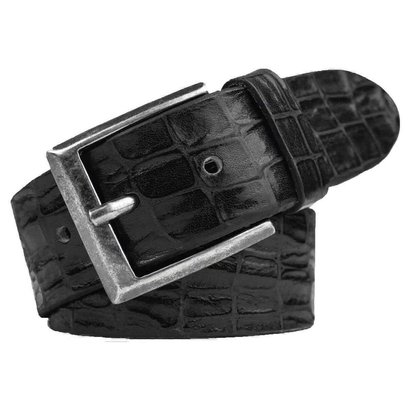 Meyer Croc Embossed Casual Belt - Black