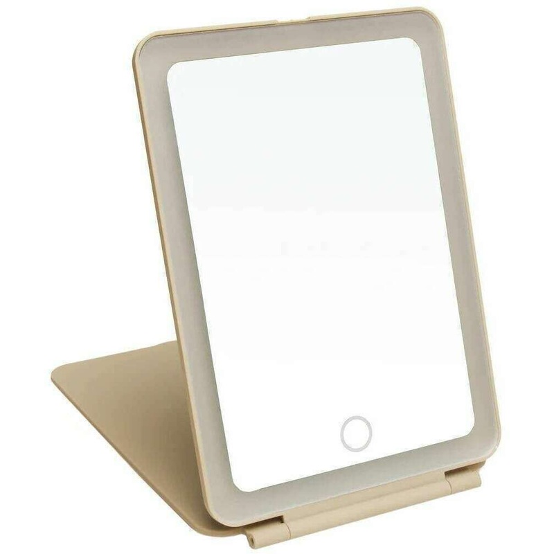 Alice Wheeler London Soft Touch Portable LED Mirror - Stone Beige
