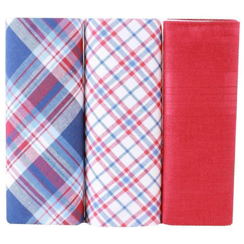 David Van Hagen Assorted 3 Pack Handkerchief - Red/Blue/White
