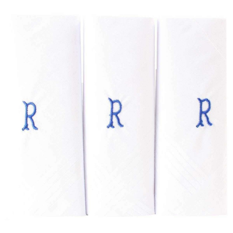 David Van Hagen R Initial 3 Pack Handkerchief - White/Blue