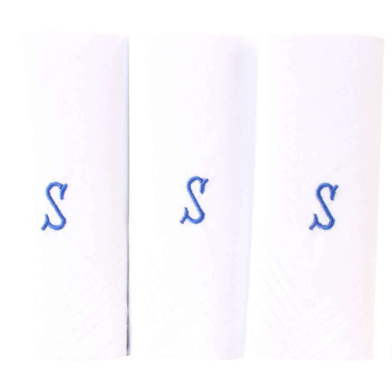 David Van Hagen S Initial 3 Pack Handkerchief - White/Blue