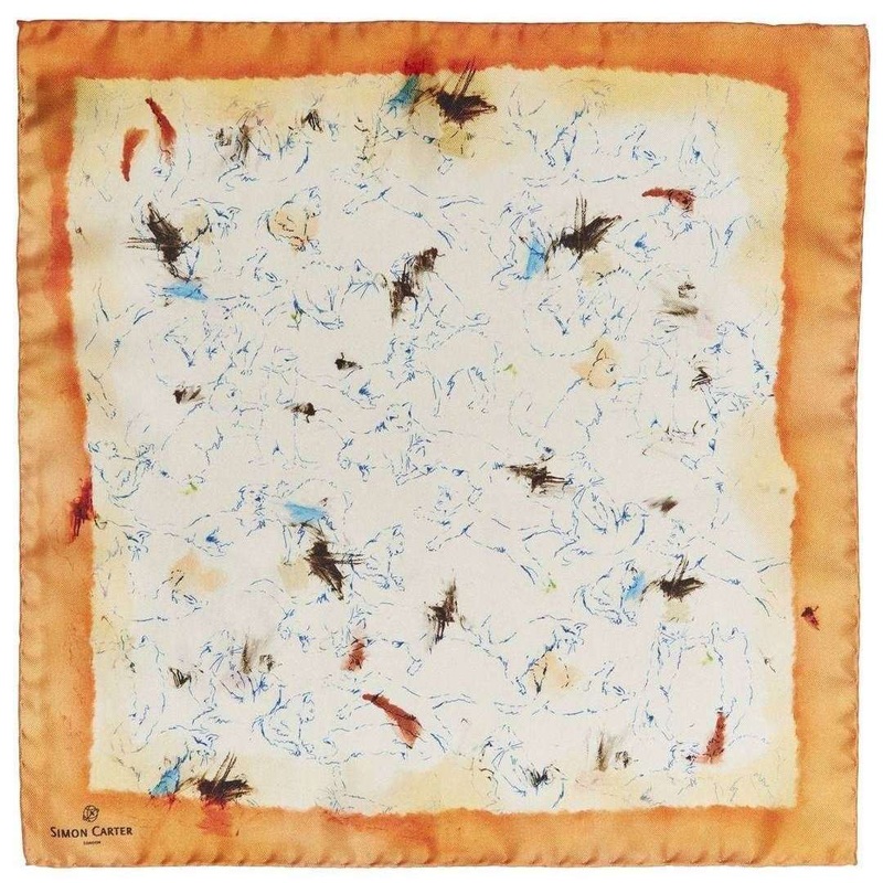 Simon Carter Cat Attack Pocket Square - Orange