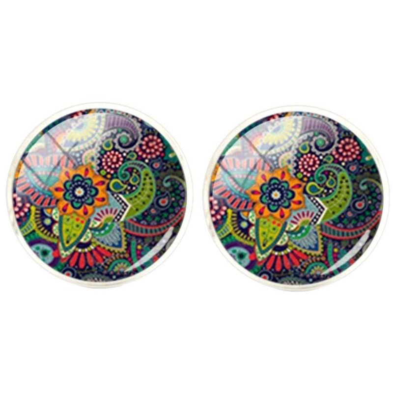 Bassin and Brown Bohemian Flower Cufflinks - Multi-colour