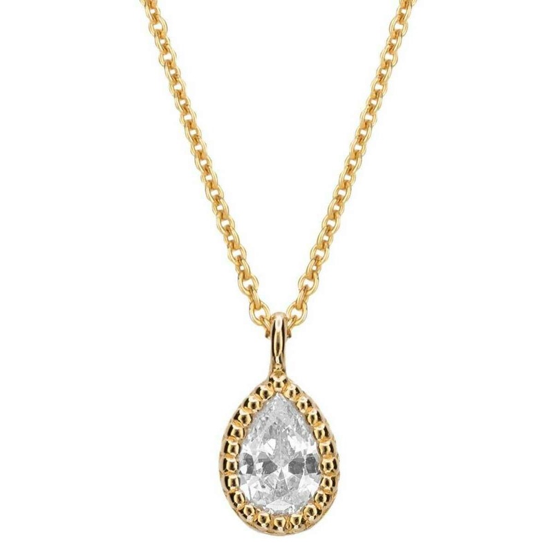 Beginnings Teardrop Gemstone Necklace - Gold