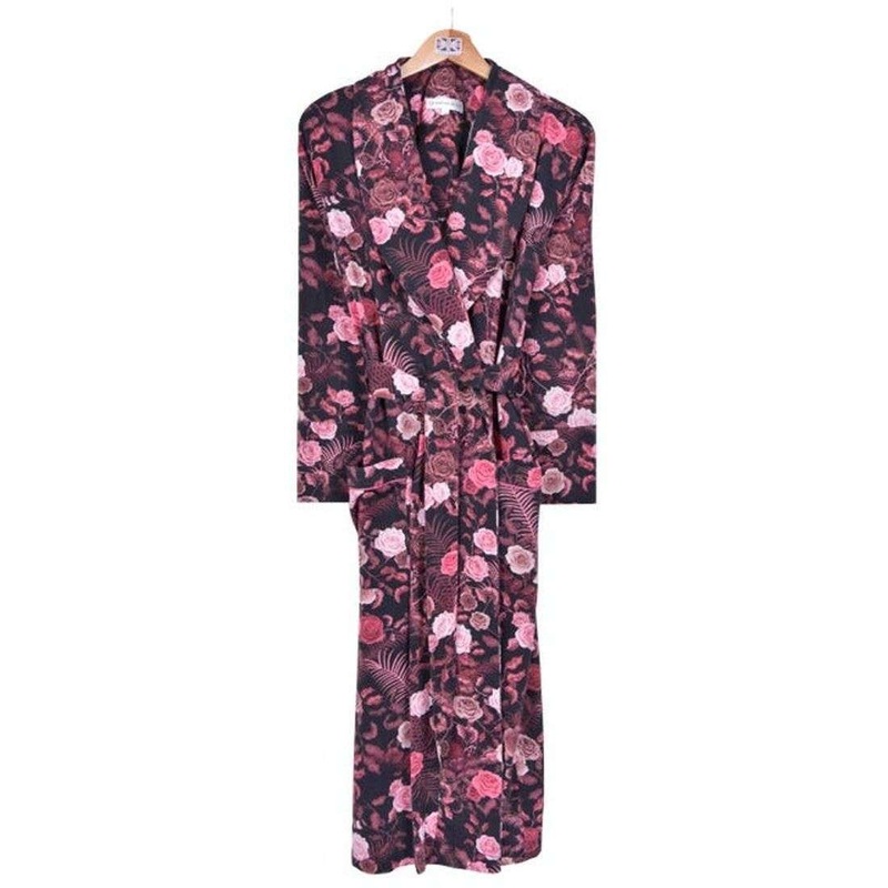 Bown of London Lightweight Dressing Gown - Bengal Rose Black