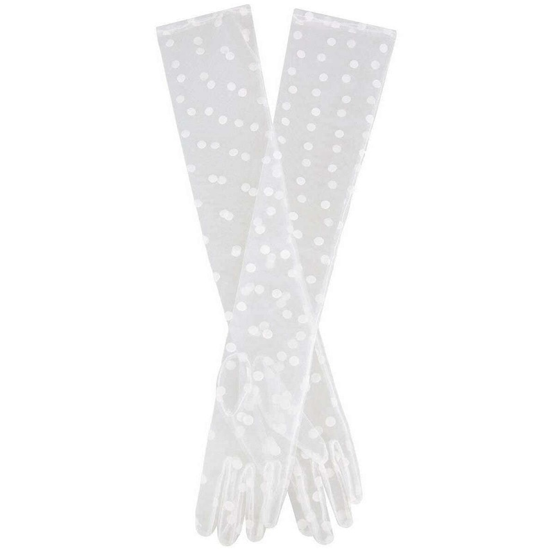 Dents Lila Long Opera Spotty Tulle Gloves - Ivory