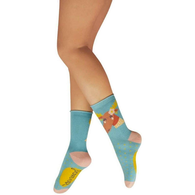 Powder Missy Moose Ankle Socks - Denim Blue