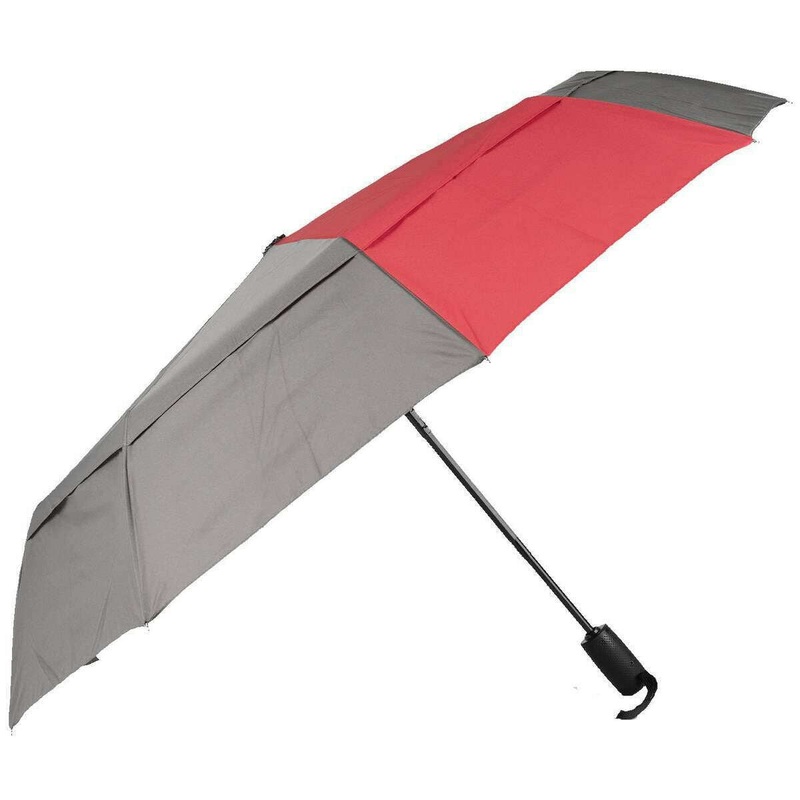 Roka Waterloo Recycled Nylon Umbrella - Graphite Grey/Cranberry Red