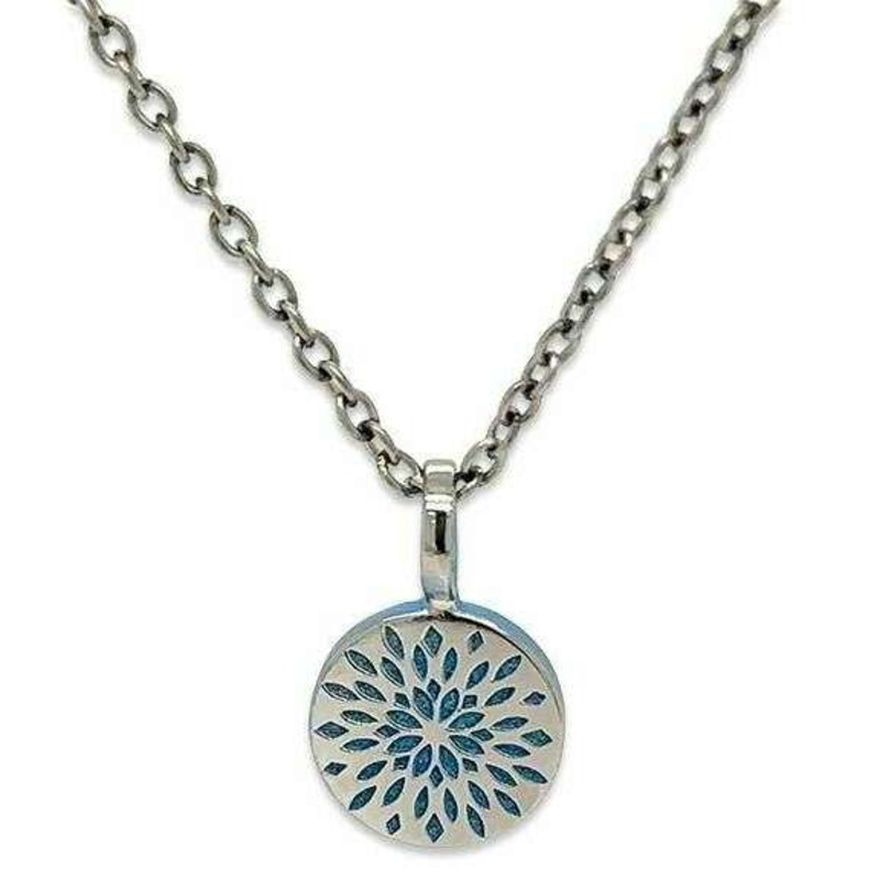 Ti2 Titanium Floral Print Pendant - Blue