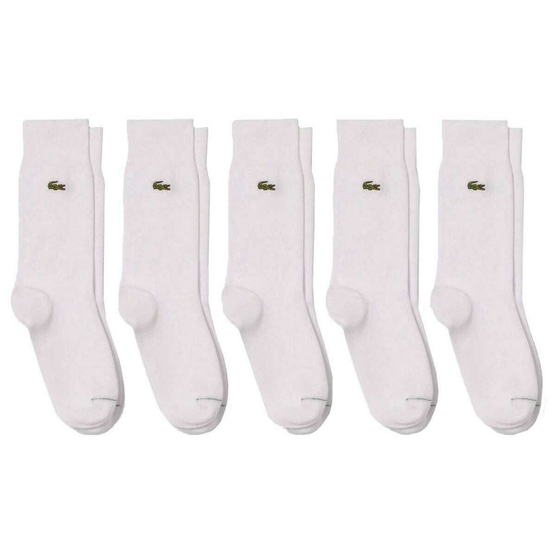 Lacoste Long Cotton 5 Pack Socks - White