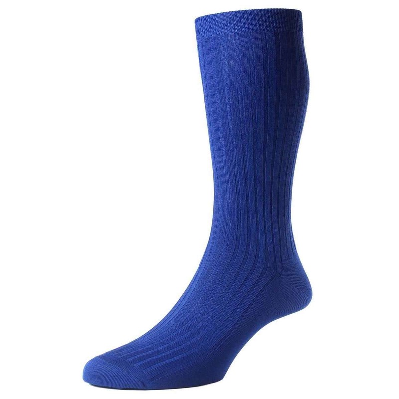 Pantherella Danvers Rib Cotton Lisle Socks - Ultra Marine