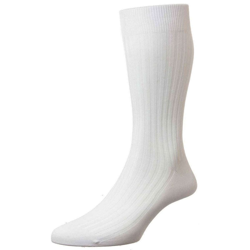 Pantherella Danvers Rib Cotton Lisle Socks - White
