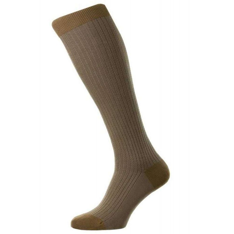 Pantherella Fabian Cotton Fil D'Ecosse Over the Calf Socks - Light Khaki