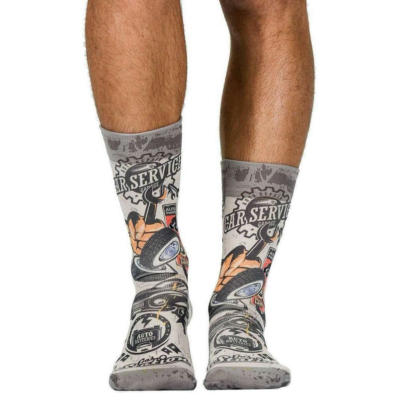 Wigglesteps Mechanic Socks - Grey/Orange/Red