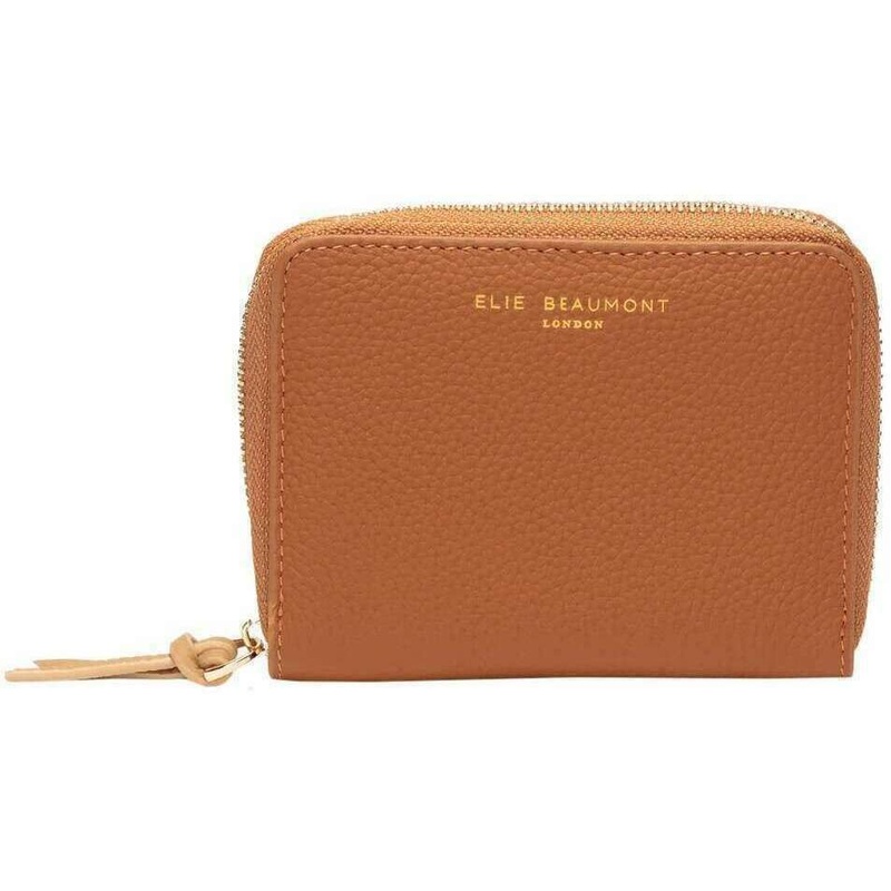 Elie Beaumont Zipper Purse - Tan Brown/Coffee Beige