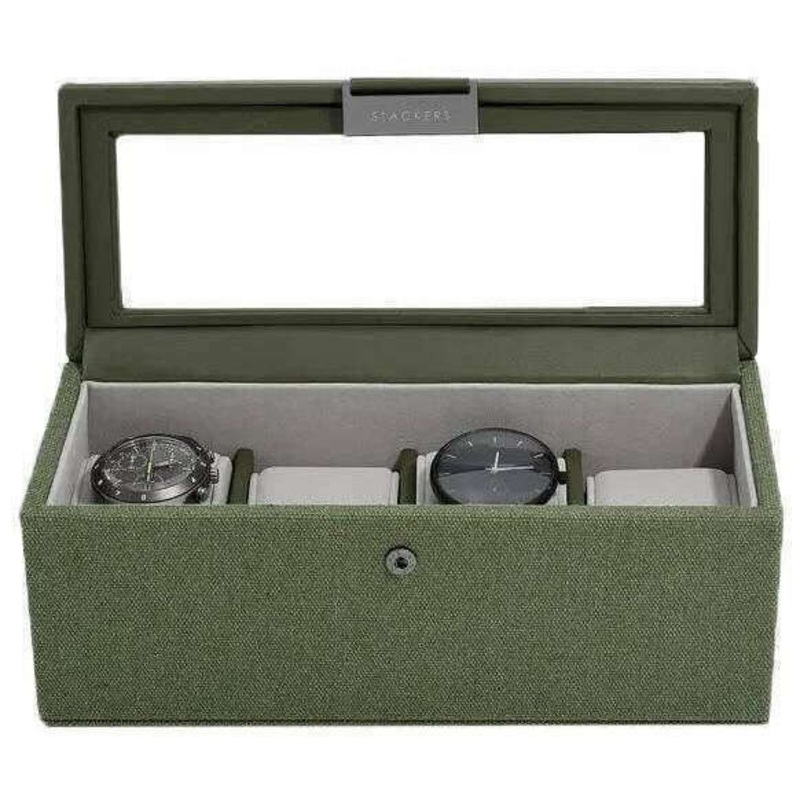 Stackers Canvas 4 Piece Watch Box - Green