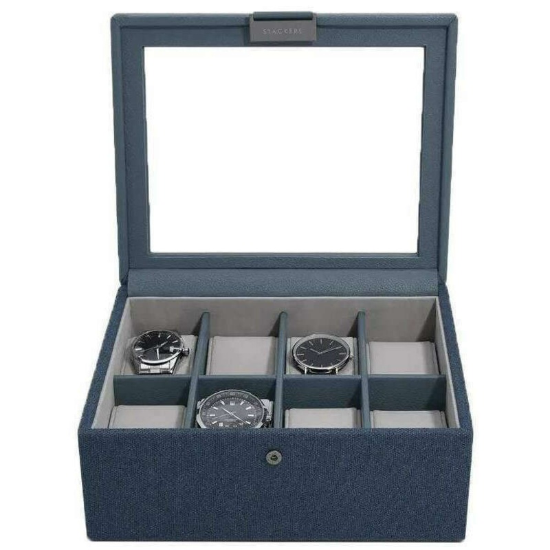 Stackers Canvas 8 Piece Watch Box - Blue