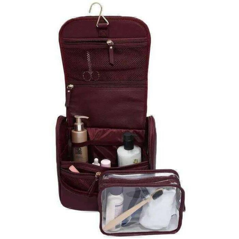Stackers Large Hanging Wash Bag - Burgundy