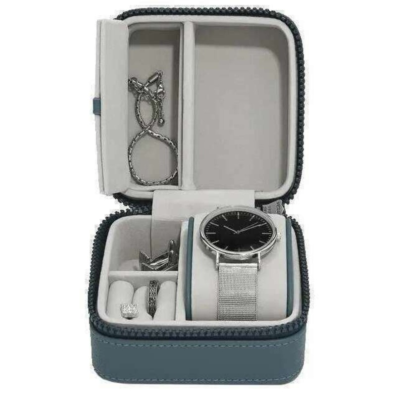 Stackers Square Travel Watch and Jewellery Box - Blue