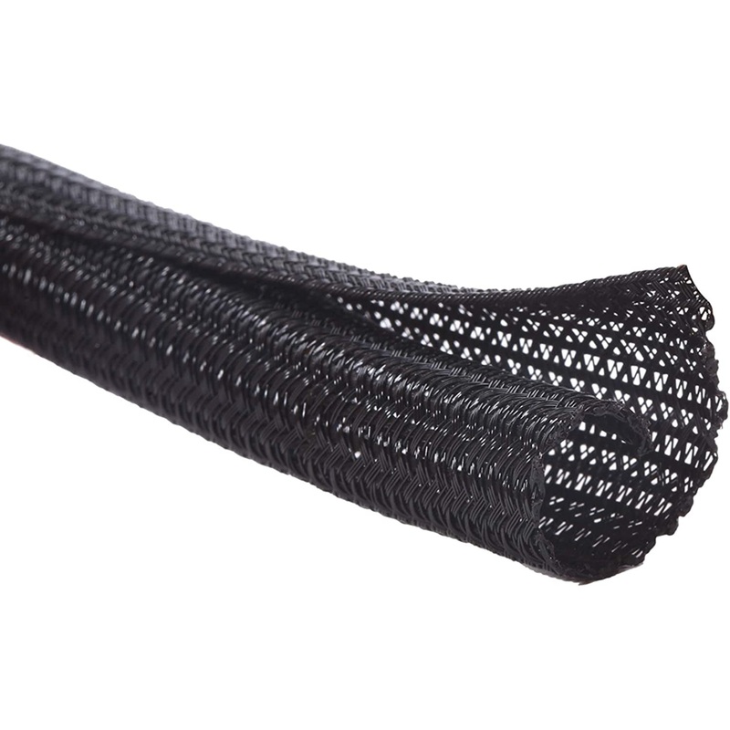 Alex Tech 10Ft - 1/2 Inch Cord Protector Wire Loom Tubing Cable Sleeve Split Sleeving for USB Cable Power Cord Audio Video Cable  Protect Cat from Chewing - Black