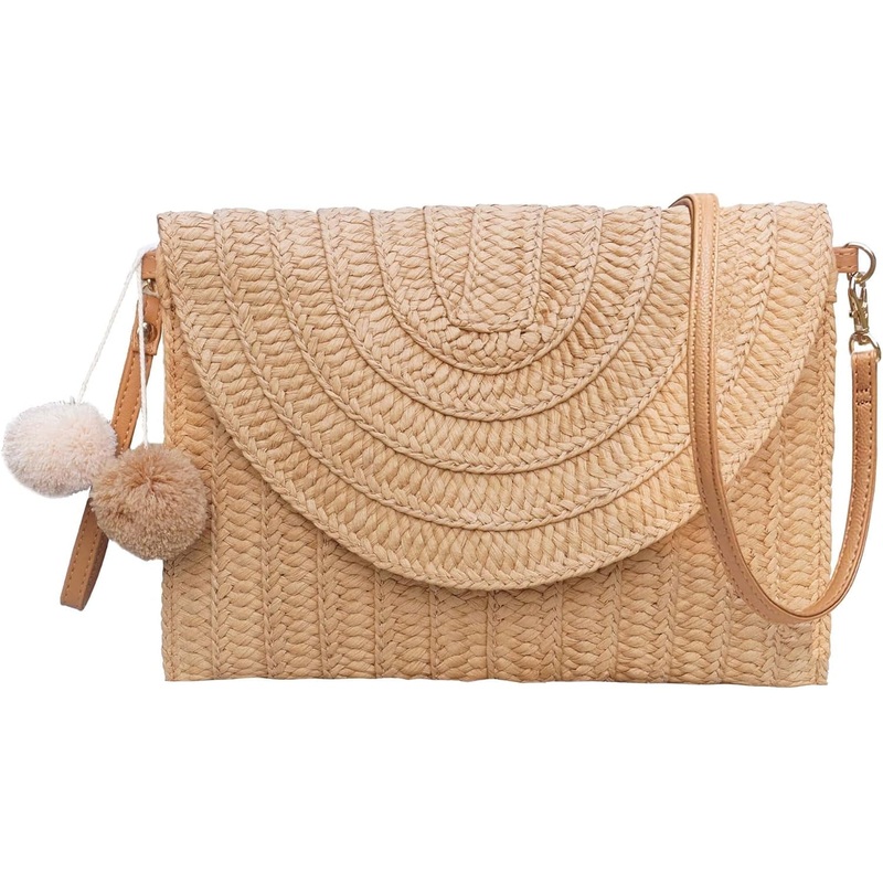 Dailyacc Straw Shoulder Bag for Women Woven Purse Beach Envelope Clutch Straws Wallet